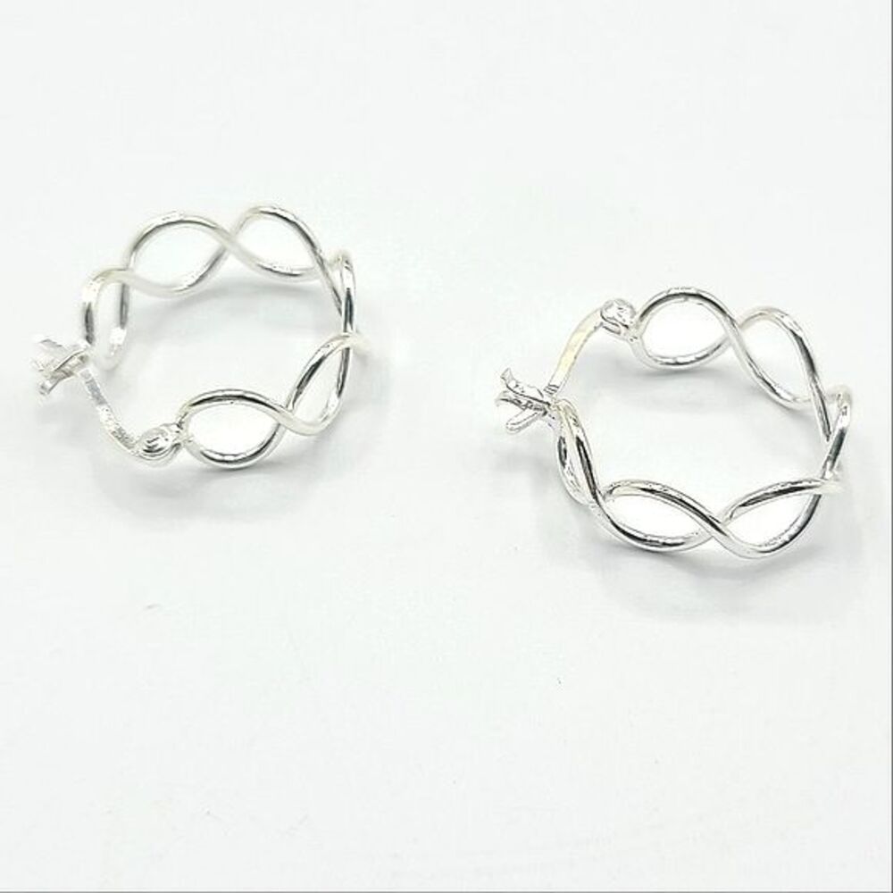 Sterling Silver Architectural Infinity Hoop Earrings - NEW - Picture 4 of 4